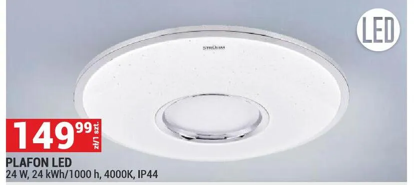 Plafon LED 24 W, 24 kWh/1000 h, 4000K, IP44 promocja w Merkury Market