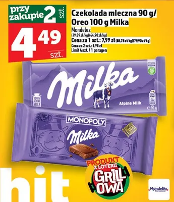 Czekolada mleczna 90g / Oreo 100g promocja w TOPAZ