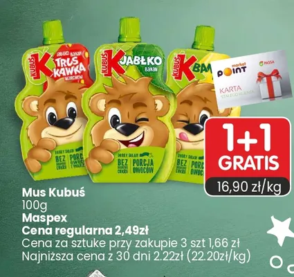 Mus Kubuś jabłko banan promocja w Market Point