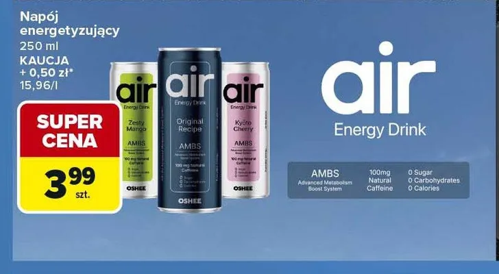 Napój energetyzujący OSHEE air promocja w Carrefour