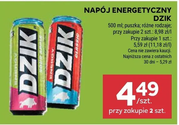 Napój energetyczny Dżik promocja w Stokrotka