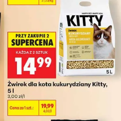 Żwirek dla kota kukurydziany Kitty promocja w Biedronka