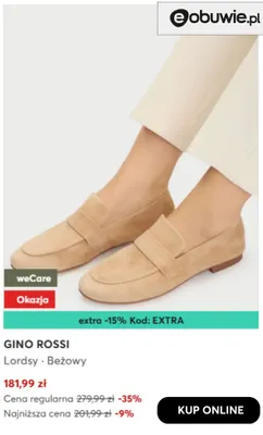 Lordsy beżowe Gino Rossi promocja w eobuwie.pl
