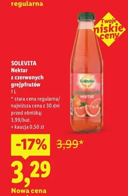 Nektar z czerwonych grejpfrutów Solevita promocja w Lidl