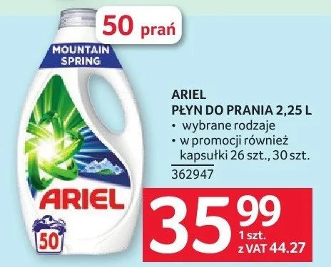 Płyn do prania ARIEL PŁYN PRANIA 2,25 L wybrane rodzaje promocja w Selgros