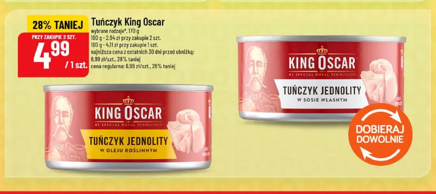 Tuńczyk jednolity w oleju roślinnym King Oscar promocja w POLOmarket