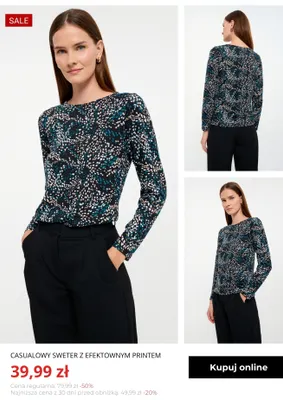 Casualowy sweter z efektownym printem Greenpoint promocja w Greenpoint