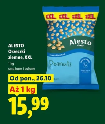 Orzeszki ziemne XXL smażone i solone Alesto promocja w Lidl