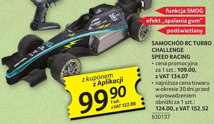 Samochód RC Turbo Challenge Speed Racing z kuponem z Aplikacji promocja w Selgros