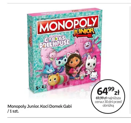 Gra planszowa Monopoly Junior Koci Domek Gabi promocja w Empik