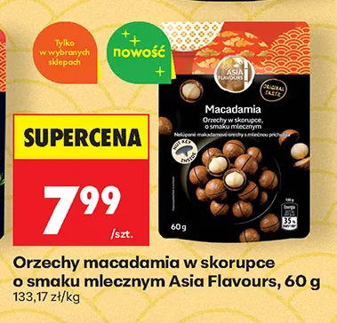 Orzechy macadamia w skorupce o smaku mlecznym Asia Flavours promocja w Biedronka