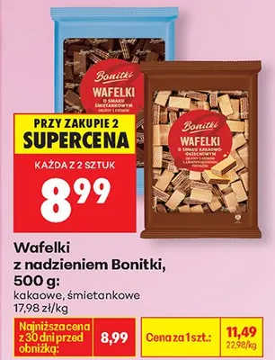 Wafelki z nadzieniem kakaowe Bonitki promocja w Biedronka