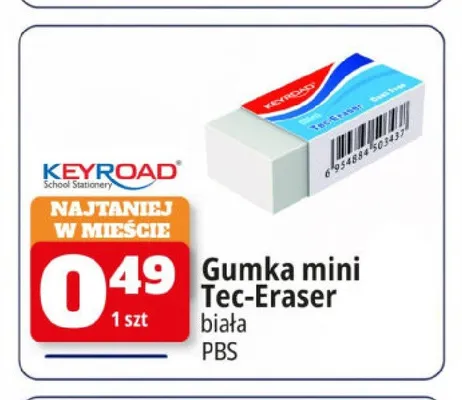 Gumka mini Tec-Eraser Keyroad biała promocja w Leclerc
