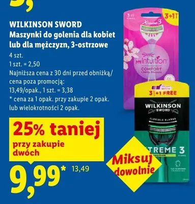 Maszynki do golenia dla kobiet 3-ostrzowe Wilkinson Sword promocja w Lidl