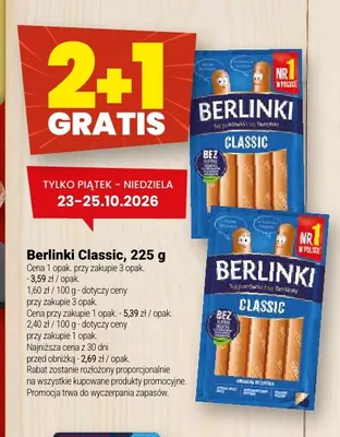 Parówki Berlinki Classic promocja w Twój Market