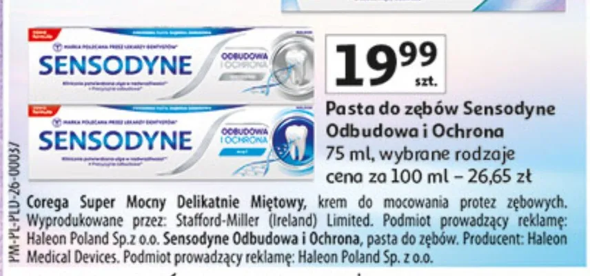 Pasta do zębów Odbudowa i Ochrona promocja w Auchan