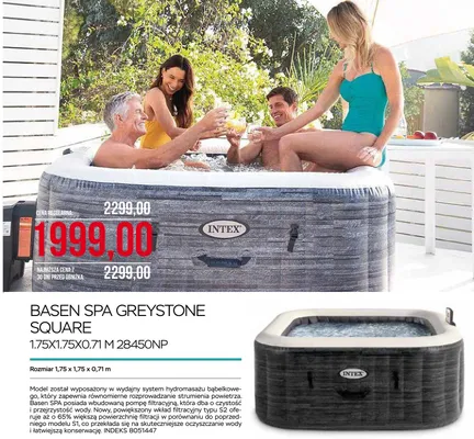 Basen SPA Greystone Square 1.75x1.75x0.71m 28450NP promocja w Abra Meble
