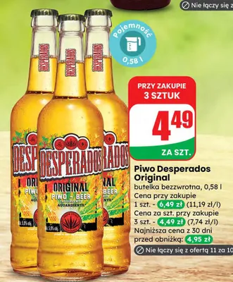 Piwo Desperados Original butelka bezzwrotna promocja w Dino