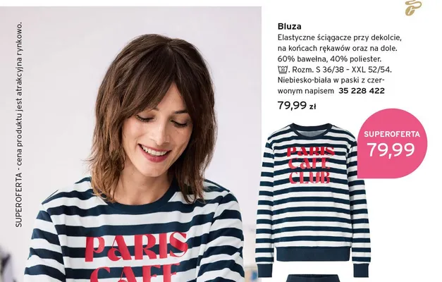 Bluza damska w paski Paris Cafe Club promocja w Tchibo