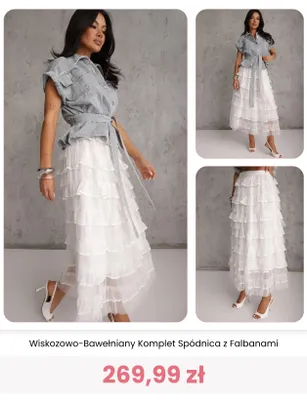 Komplet wiskozowo-bawełniany spódnica z falbanami Renee promocja w Renee
