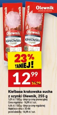 Kiełbasa krakowska sucha z szynki promocja w Twój Market
