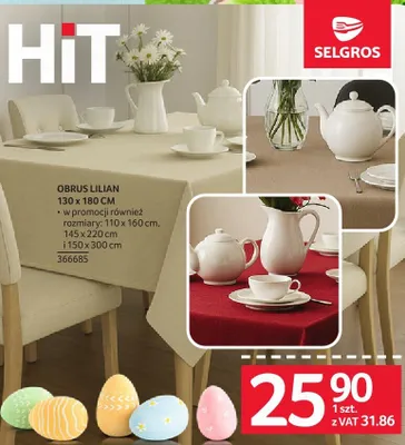Obrus Lilian 130 x 180 cm promocja w Selgros