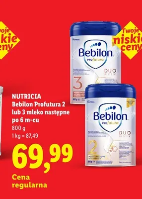 Mleko następne Bebilon Profutura DuoBiotik 2 promocja w Lidl