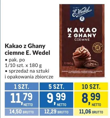 Kakao z Ghany ciemne E. Wedel promocja w Makro