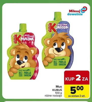 Mus jabłko banan jagoda Kubuś promocja w Carrefour Express