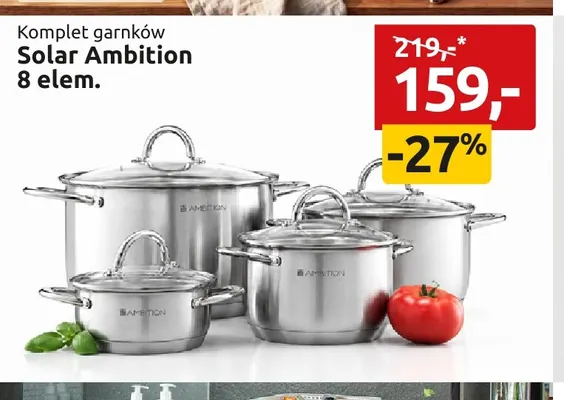 Komplet garnków Solar Ambition 8 elementów promocja w Black Red White