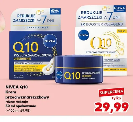 Krem przeciwzmarszczkowy Nivea Q10 ujędrnienie na dzień SPF 15 promocja w Kaufland