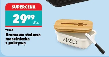 Kremowa stalowa maselniczka z pokrywą promocja w Biedronka Home