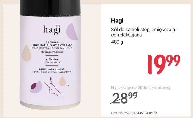 Sól do kąpieli stóp zmiękczająco-relaksująca Hagi promocja w Rossmann