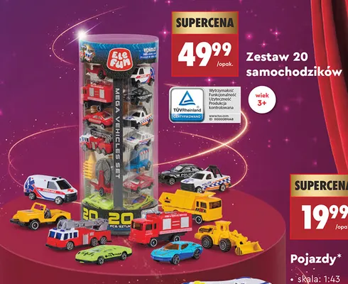 Zestaw 20 samochodzików Elefun promocja w Biedronka