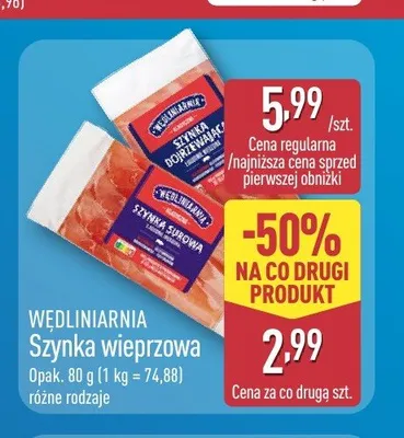 Szynka wieprzowa dojrzewająca Wędliniarnia promocja w Aldi