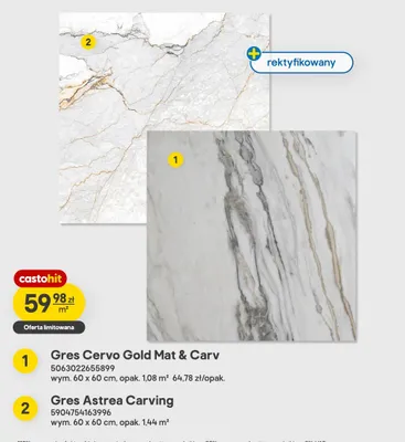 Gres Cervo Gold Mat & Carv promocja w Castorama