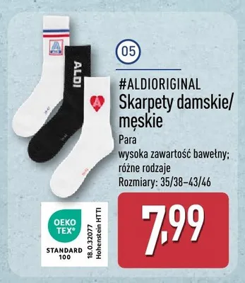 Skarpety damskie/męskie #ALDIORIGINAL promocja w Aldi