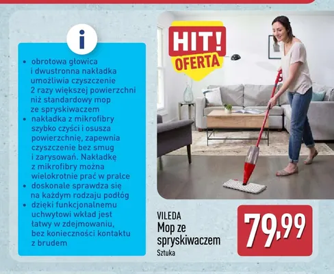 Mop ze spryskiwaczem Vileda promocja w Aldi