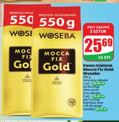 Kawa mielona Mocca Fix Gold Woseba promocja w Dino