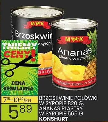 Brzoskwinie połówki w syropie promocja w Wafelek