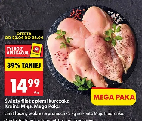 Świeży filet z piersi kurczaka Kraina Mięs Mega Paka promocja w Biedronka