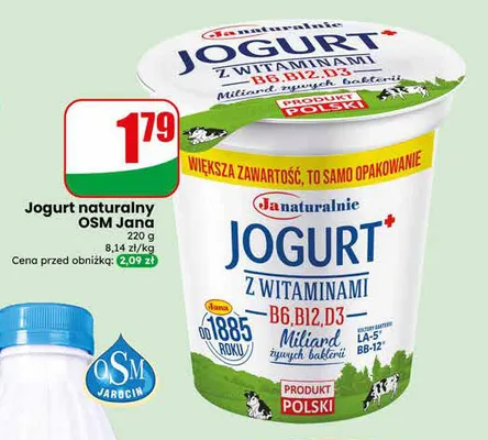 Jogurt naturalny OSM Jana promocja w Dino