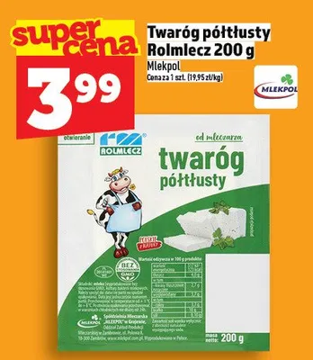 Twaróg półtłusty Rolmlecz 200 g promocja w TOPAZ
