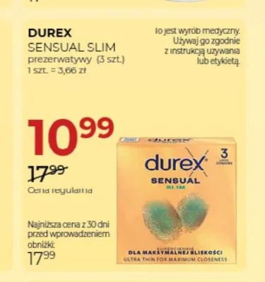 Prezerwatywy Durex Sensual Slim promocja w Drogerie Jawa