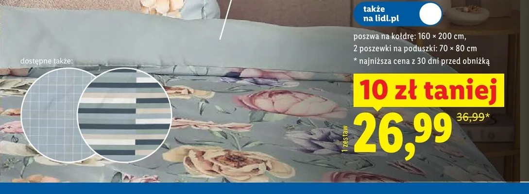 Pościel z mikrowłókna satynowego LIVARNO 160x200cm 2 poszewki 70x80cm promocja w Lidl