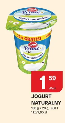 Jogurt naturalny Zott Primo promocja w Chorten