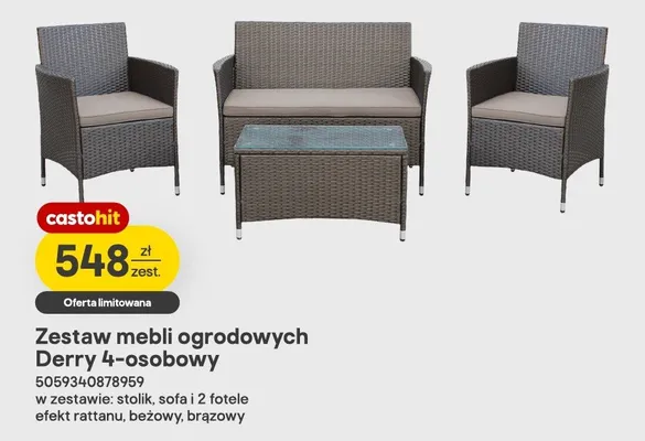 Zestaw mebli ogrodowych Derry 4-osobowy promocja w Castorama