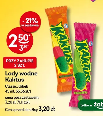 Lody wodne Kaktus Gibek promocja w Żabka