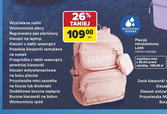 Plecak młodzieżowy CoolPack LARK promocja w Carrefour