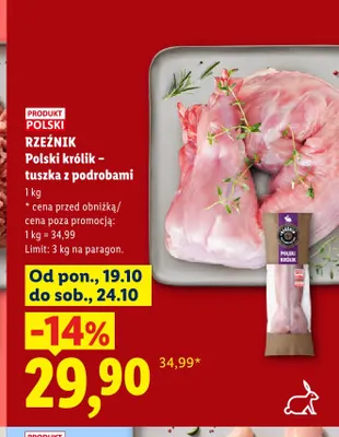 Polski królik - tuszka z podrobami Rzeźnik promocja w Lidl